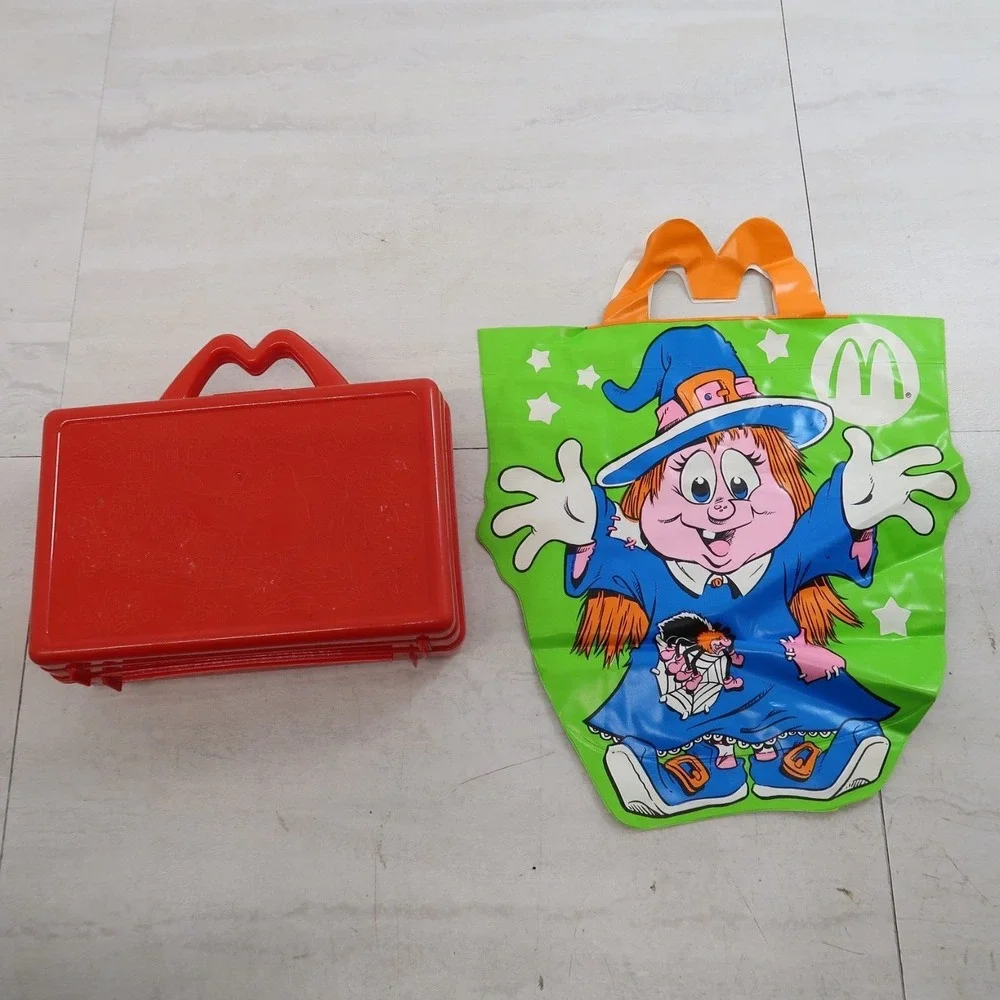 Vintage McDonalds Happy Meal Red Plastic Lunch Box Case 1988  Halloween Meal Bag